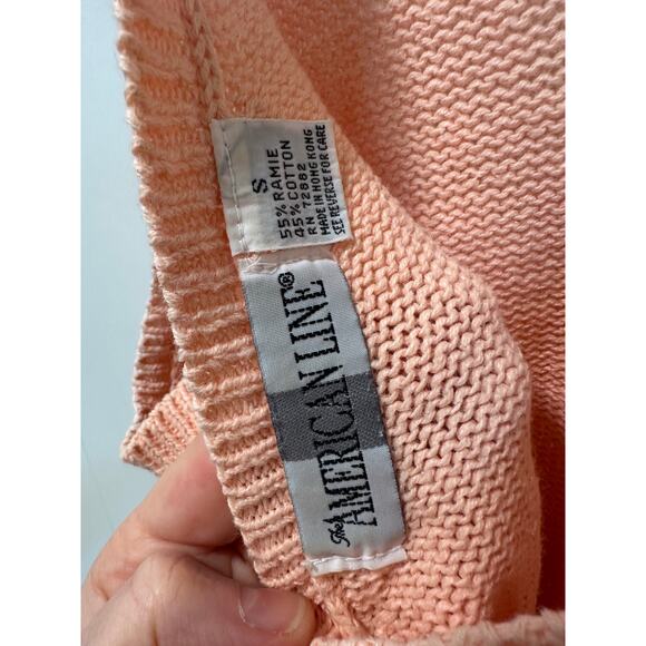 Vintage 90s Knit tank Top Peach Size Small Summer Softgirl pastels Sweater - Picture 5 of 6